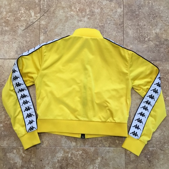 Womens Kappa Track Semi Cropped Short Waisted Full Zip Yellow Jacket Size Small - Picture 6 of 6
